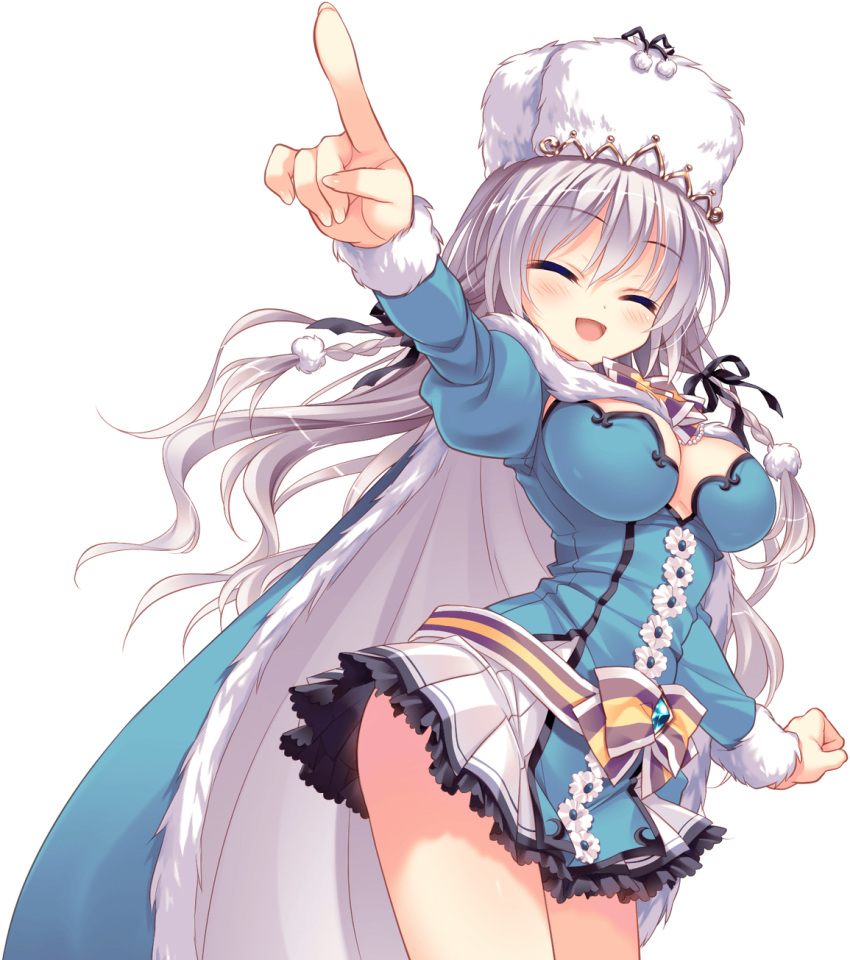 1girl, anastasia_imperator_erland, blush, breasts, cape, closed_eyes, hat, highres