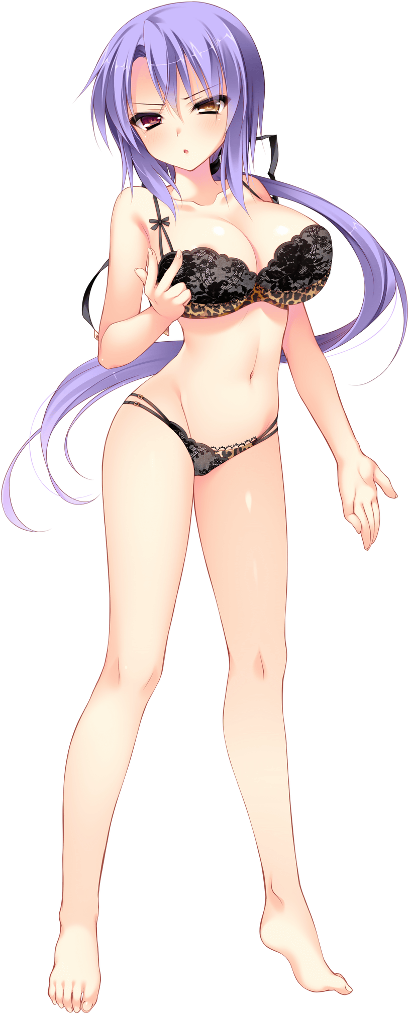 1girl, angelica_kamira_erland, breasts, brown_eyes, cleavage, full_body, heterochromia, highres