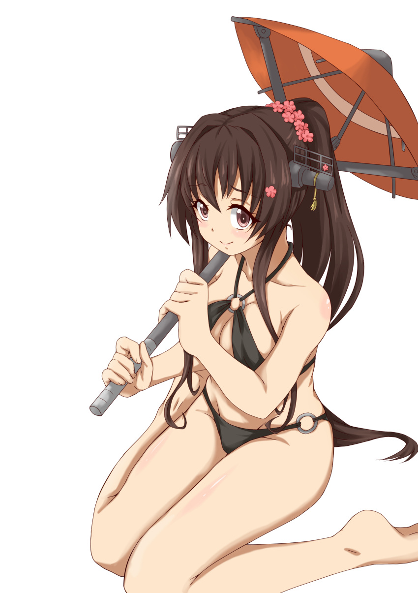1girl, absurdres, bikini, black_hair, brown_eyes, highres, ippachi, kantai_collection
