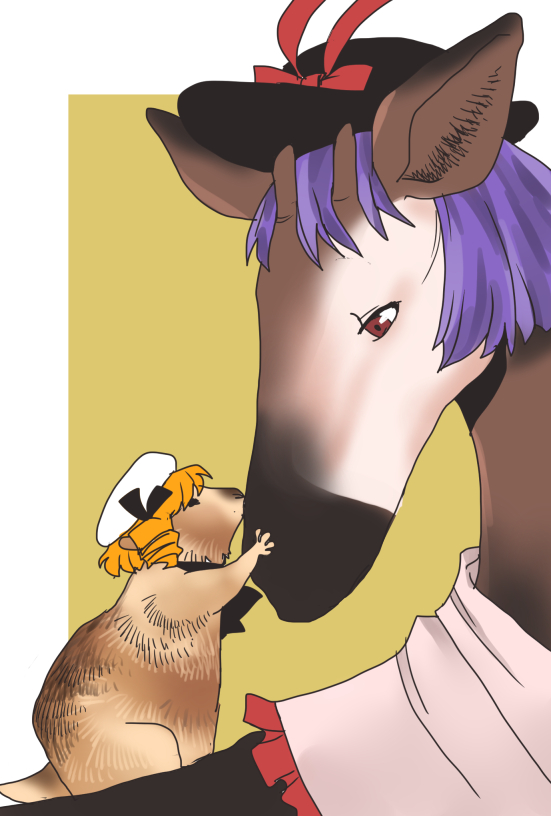 animalization, luna_child, nagae_iku, okapi_(animal), onikobe_rin, prairie_dog, touhou