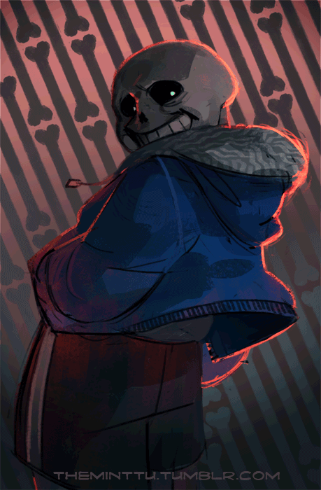 1boy, animated, animated_gif, bone, glowing, glowing_eye, hand_in_pocket, hoodie