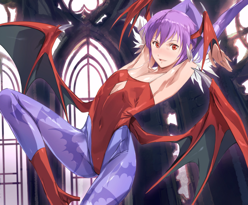 1girl, akira_(coffee_curry), arms_up, demon_girl, highres, looking_at_viewer, solo, succubus