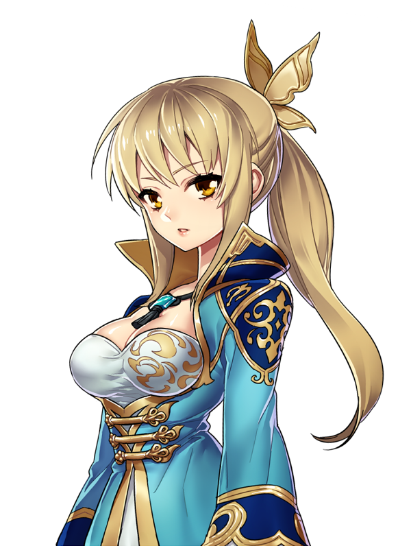 1girl, blonde_hair, breasts, brown_eyes, butterfly_hair_ornament, cleavage, dress, hair_ornament