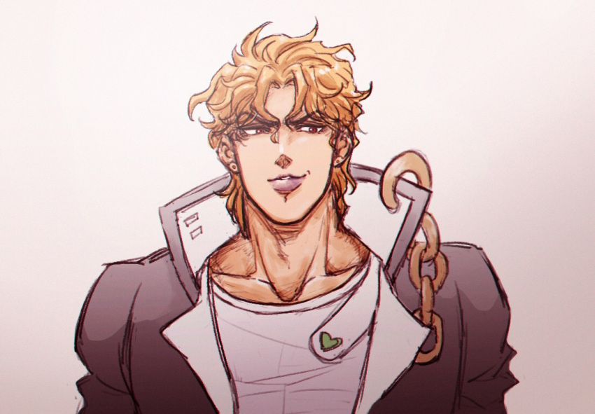 1boy, blonde_hair, chain, collarbone, dio_brando, earrings, gakuran, jewelry