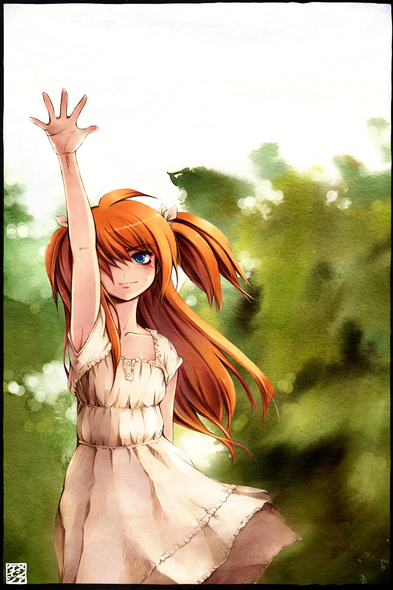 dress, highres, long_hair, messiah_cage, orange_hair, original, wave, waving