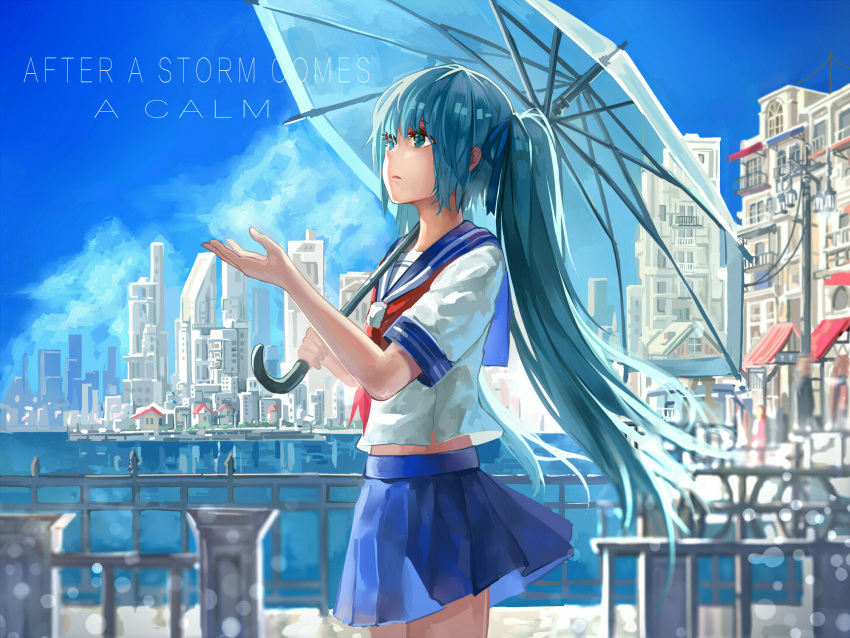 1girl, aqua_eyes, aqua_hair, hatsune_miku, highres, hunxiao_xingshuang, long_hair, scenery