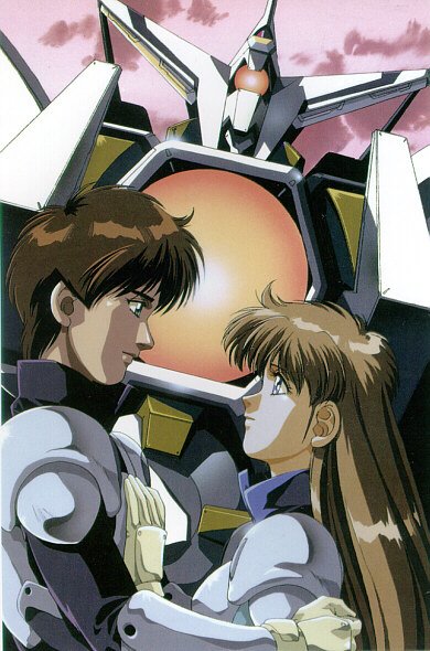 1boy, 1girl, akitsu_masato, artist_request, blue_eyes, brown_hair, couple, hades_project_zeorymer