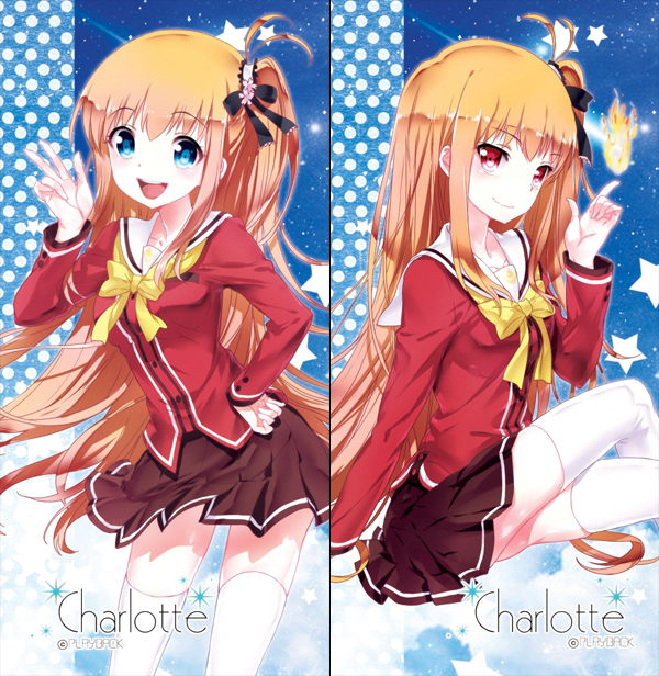 2girls, blonde_hair, blue_eyes, charlotte_(anime), fire, long_hair, multiple_girls, nishimori_misa