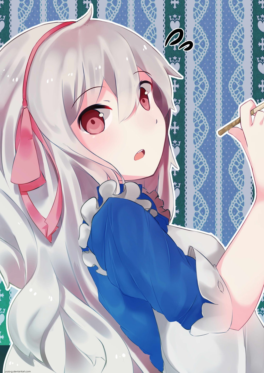1girl, dress, from_side, grey_hair, hair_ribbon, hairband, highres, kagerou_project