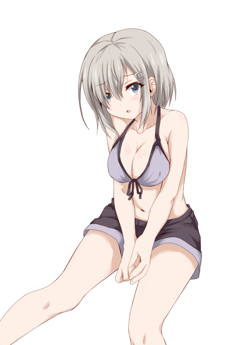 1girl, absurdres, bikini_top, blue_eyes, hair_over_one_eye, hamakaze_(kantai_collection), highres, ippachi