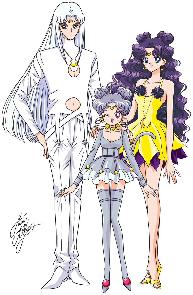 1boy, 2girls, ;d, artemis_(sailor_moon), artemis_(sailor_moon)_(human), bishoujo_senshi_sailor_moon, blue_eyes, boots
