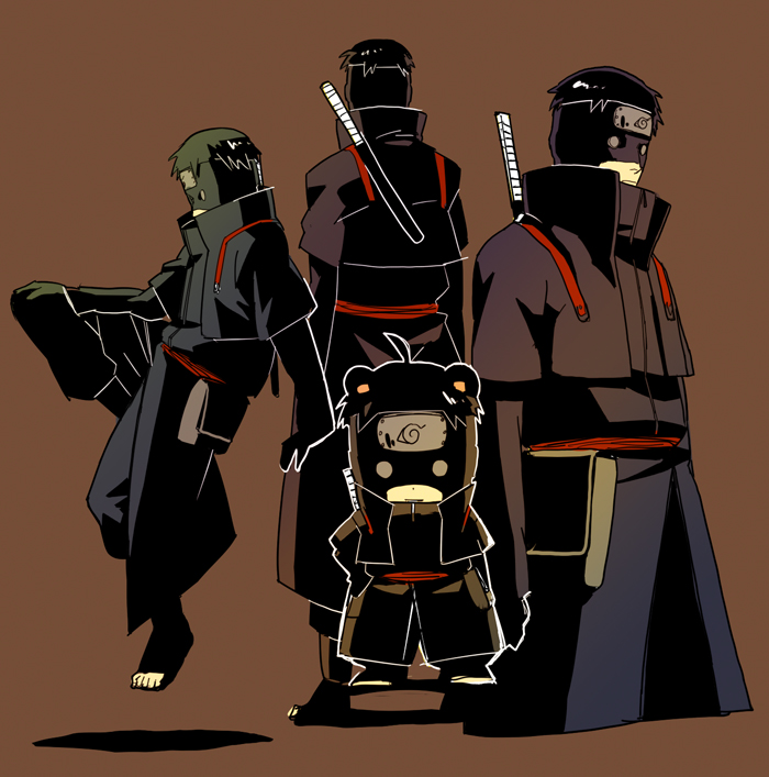 1boy, aburame_torune, ahoge, animal_ears, back, bear_ears, black_hair, brown_background