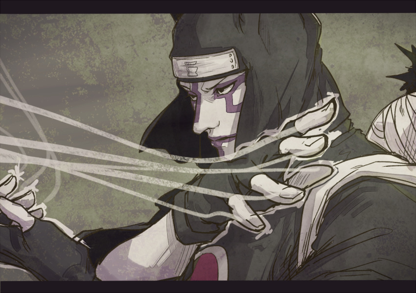 1boy, cafemoka-septro, facial_mark, gloves, hat, kankuro, monochrome, naruto