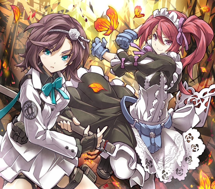 2girls, 7th_dragon_(series), 7th_dragon_iii, god-hand_(7th_dragon), highres, looking_at_viewer, maid, multiple_girls