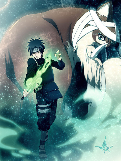 1boy, black_hair, elephant, fukico, green_eyes, kunai, naruto, naruto_shippuuden