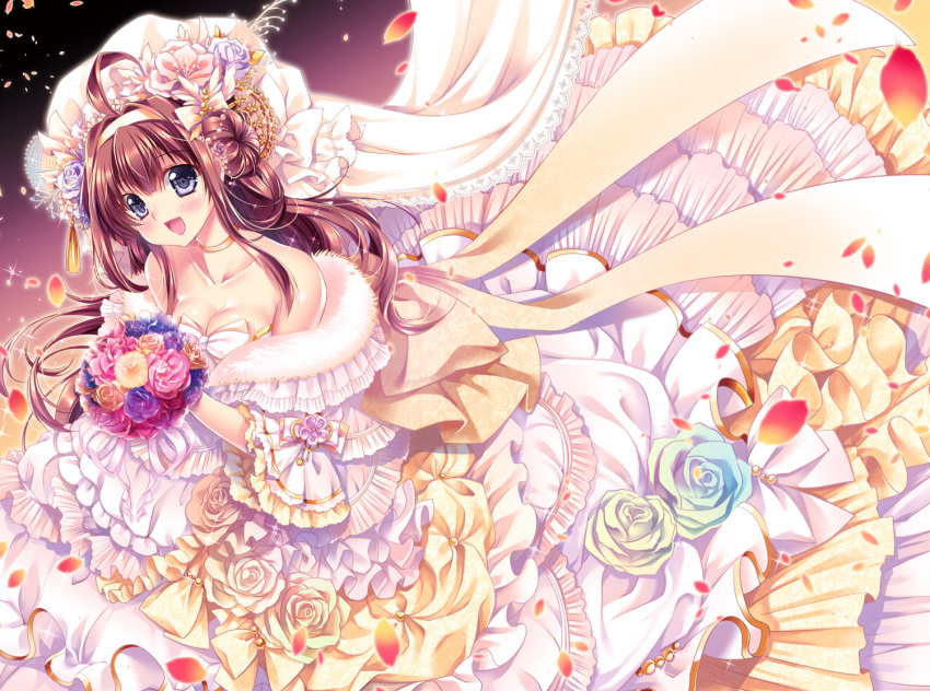 1girl, bride, dress, kantai_collection, kongou_(kantai_collection), sakurano_tsuyu, solo, wedding_dress