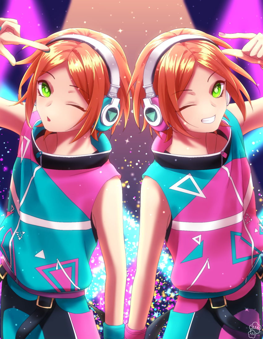2boys, aoi_hinata, aoi_yuuta, brothers, brown_hair, ensemble_stars!, green_eyes, grin