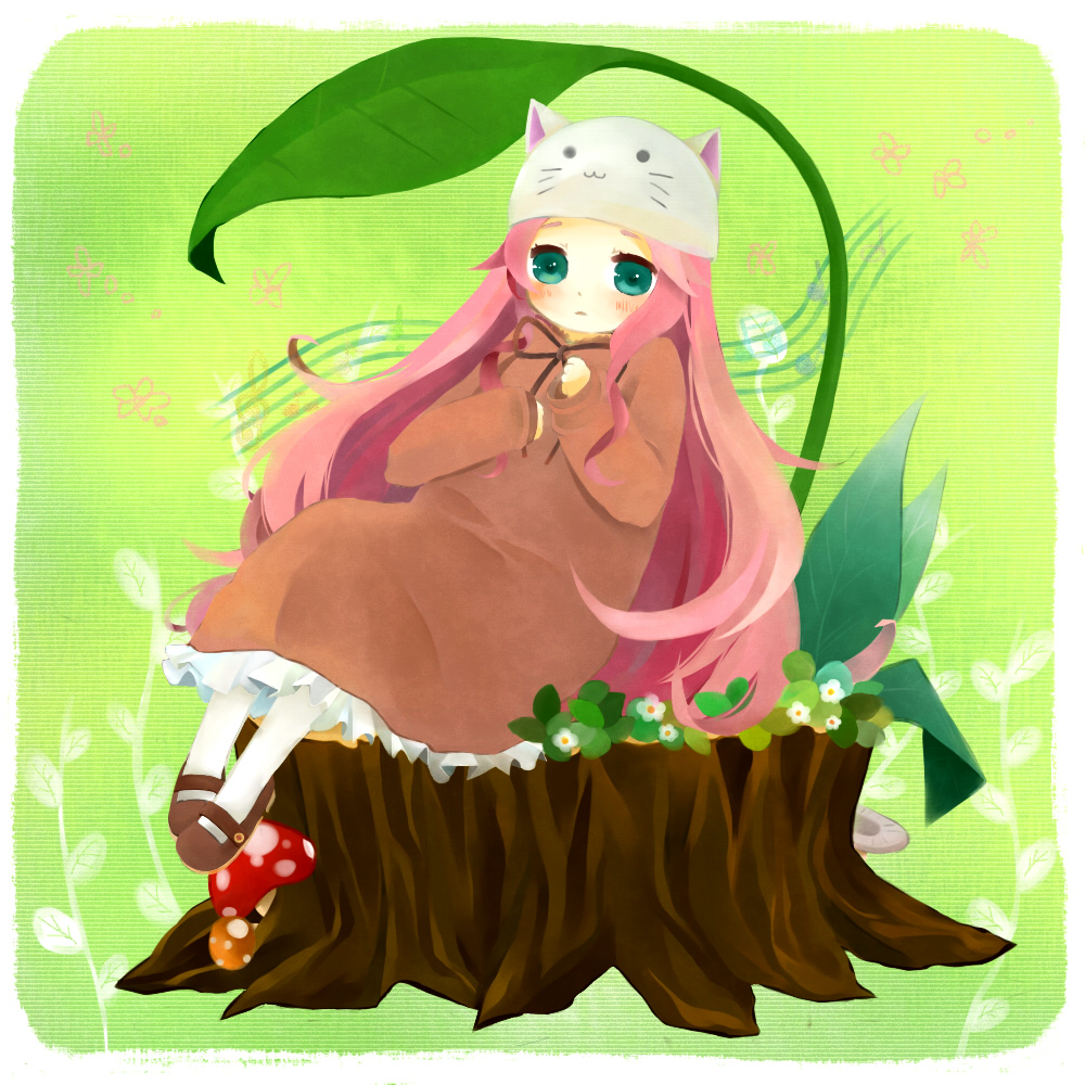 animal_hat, cat_hat, hat, leaf, megurine_luka, megurine_luka_(toeto), potako, solo