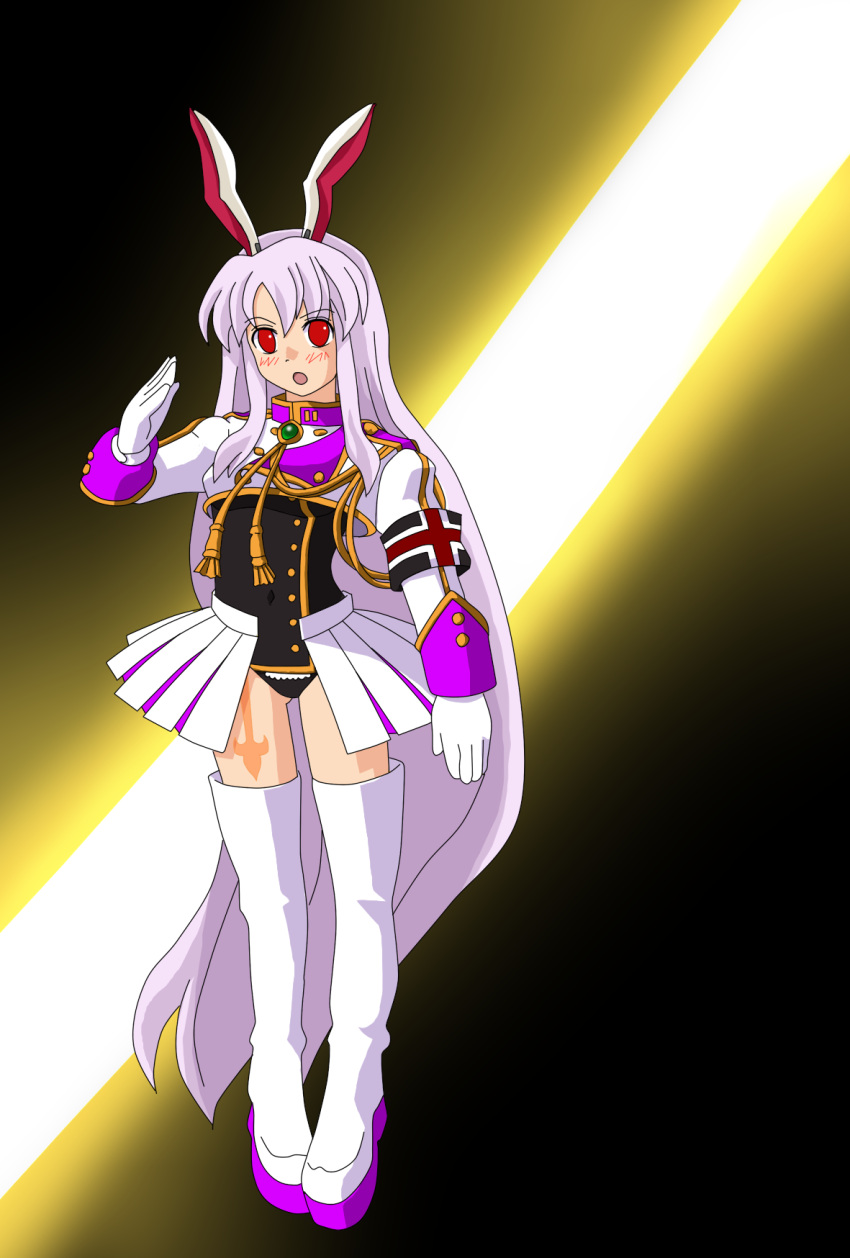 bunny_ears, cosplay, highres, long_hair, parody, rabbit_ears, red_eyes, reisen_udongein_inaba