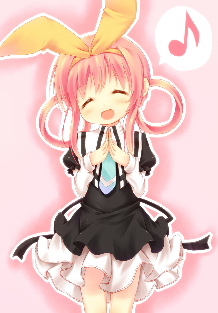 1girl, :d, ^_^, blush, bow, closed_eyes, cowboy_shot, dearoliha