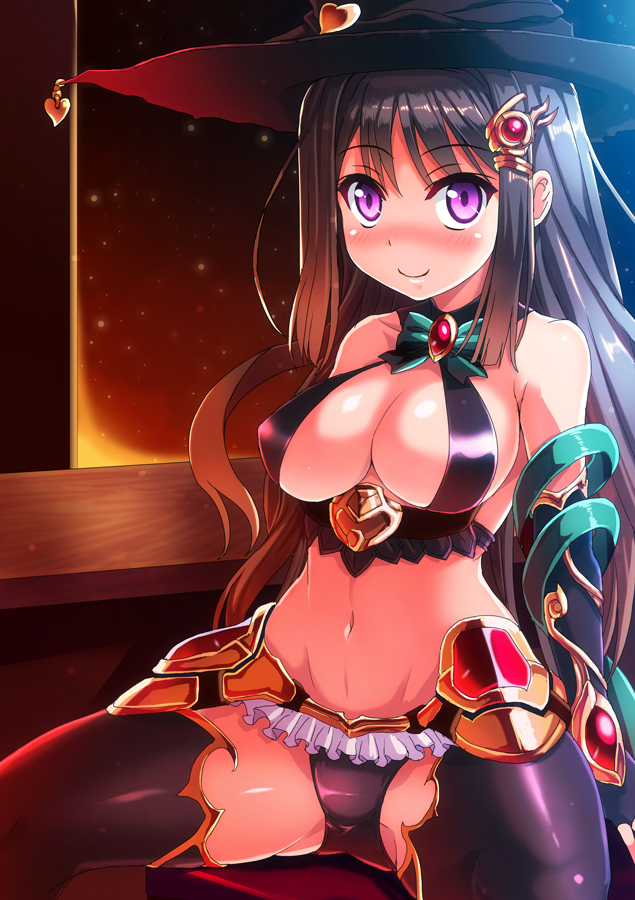 1girl, aqua_bow, armor, bare_shoulders, black_gloves, black_hair, black_legwear, black_panties