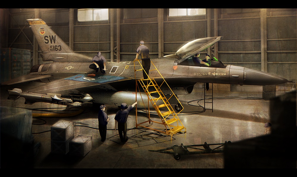 6+boys, airplane, box, canopy, cap, cockpit, f-16, fami_(yellow_skies)
