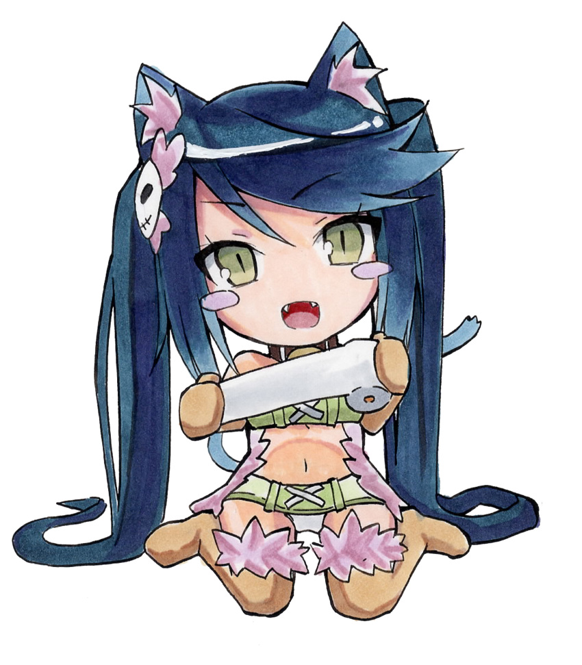 1girl, :d, absurdres, albireo_(yumekui_merry), animal_ears, bandages, bandeau, belt