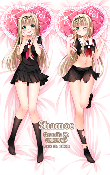 1girl, ;o, artist_name, ascot, bed_sheet, black_legwear, black_serafuku, blonde_hair