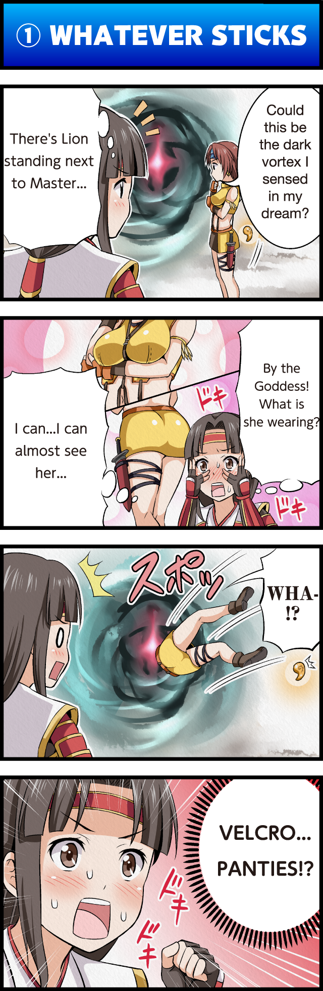 4koma, ankle_boots, bangs, blush, boots, brown_eyes, brown_gloves, brown_hair