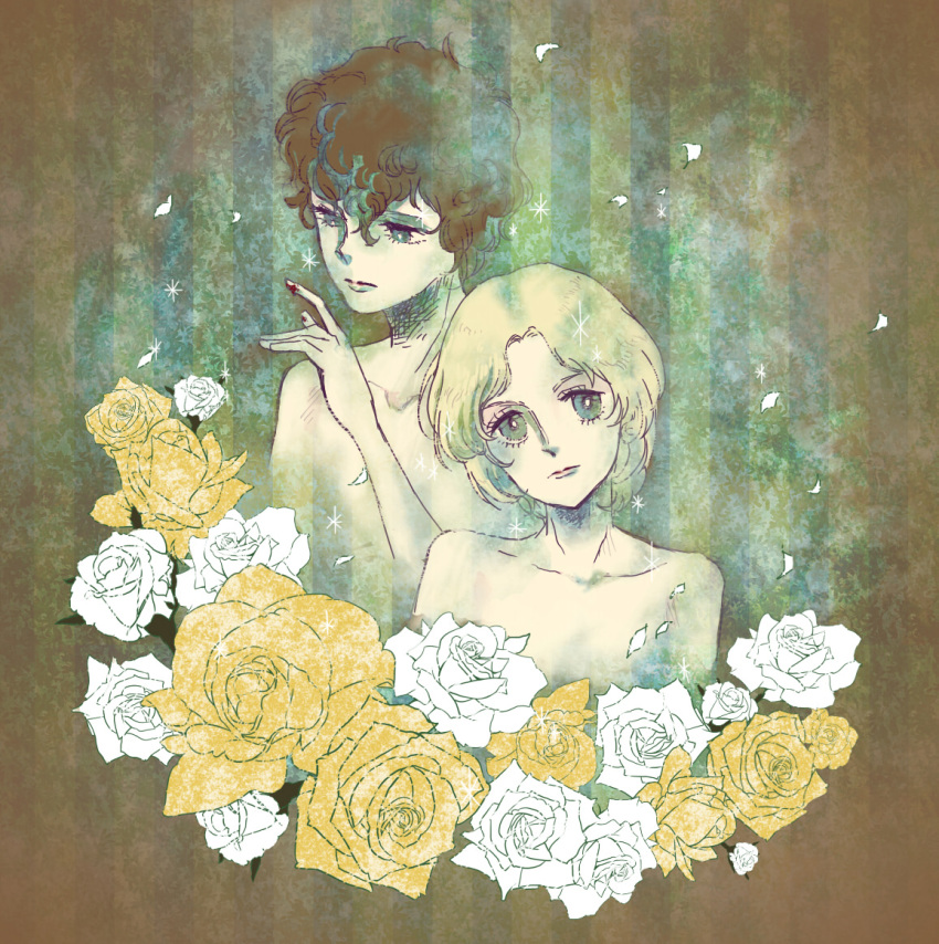 2boys, allan_twilight, blonde_hair, blood, brown_hair, bu_(pixiv1313186), curly_hair, cuts