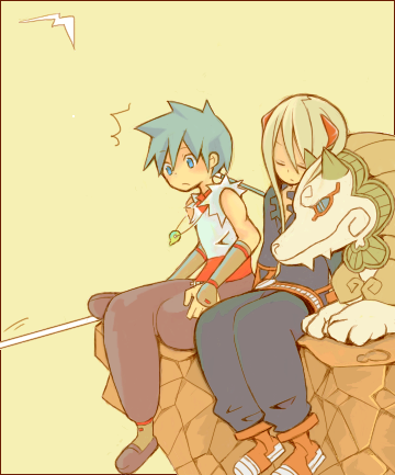 2boys, a-tur, belt, blue_eyes, blue_hair, breath_of_fire, breath_of_fire_iv, fou-lu