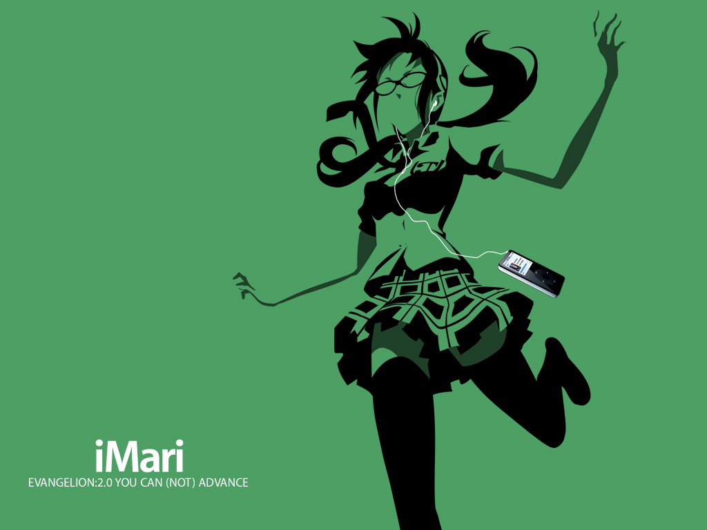 evangelion:_2.0_you_can_(not)_advance, glasses, green, headband, ipod, ipod_ad, low_twintails, makinami_mari_illustrious