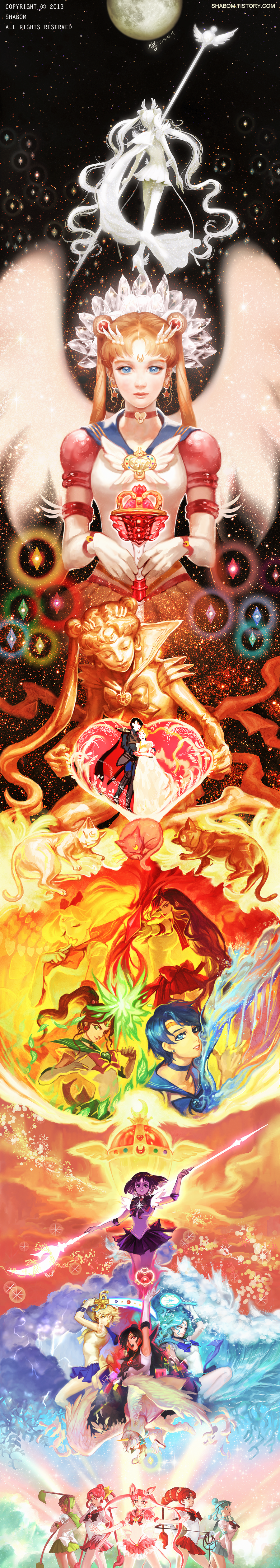 2013, absurdres, aino_minako, amazons_quartet, aqua_hair, arm_up, artemis_(sailor_moon), artist_name