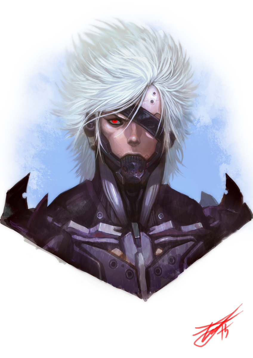 1boy, cyborg, eyepatch, heewon_lee, highres, male_focus, metal_gear_(series), metal_gear_rising:_revengeance