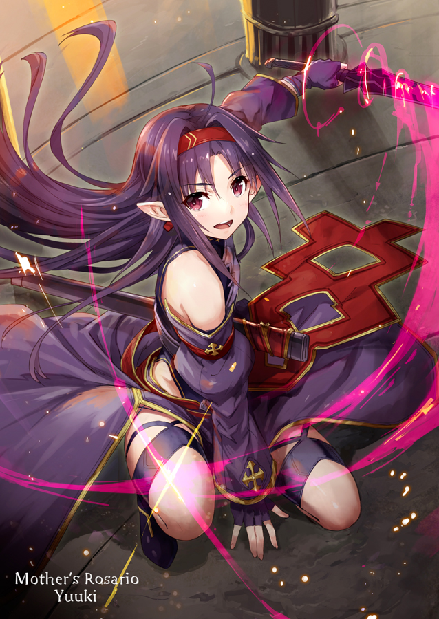 1girl, breastplate, fingerless_gloves, gabiran, gloves, hairband, long_hair, pointy_ears