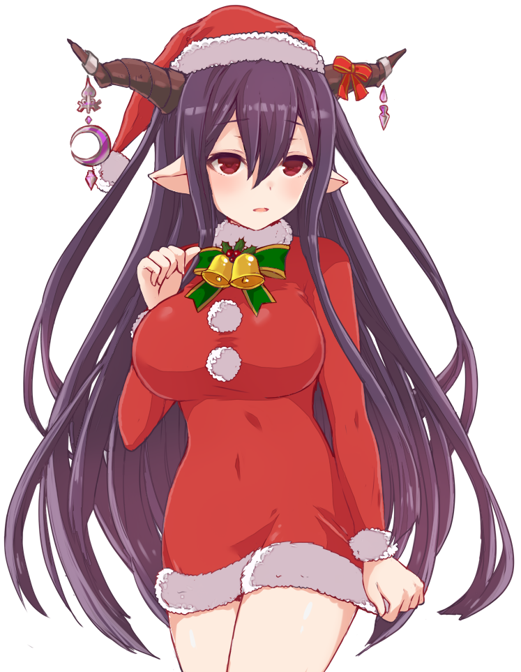 1girl, bell, breasts, christmas, danua, granblue_fantasy, hat, horns