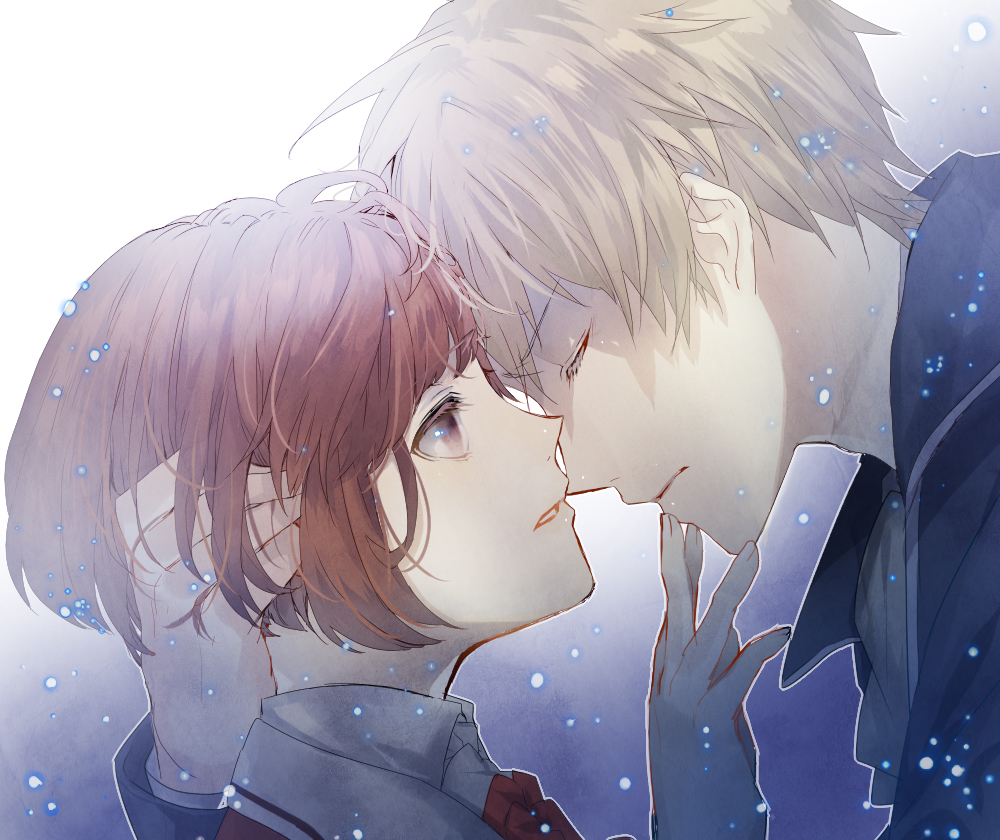 1boy, 1girl, artist_request, blonde_hair, brown_eyes, brown_hair, closed_eyes, dance_with_devils