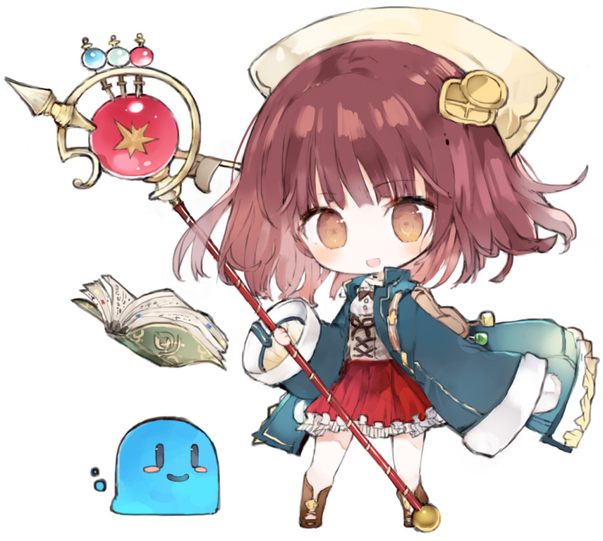 1girl, :d, =), akaki_aoki, atelier_(series), atelier_sophie, blush_stickers, brown_eyes