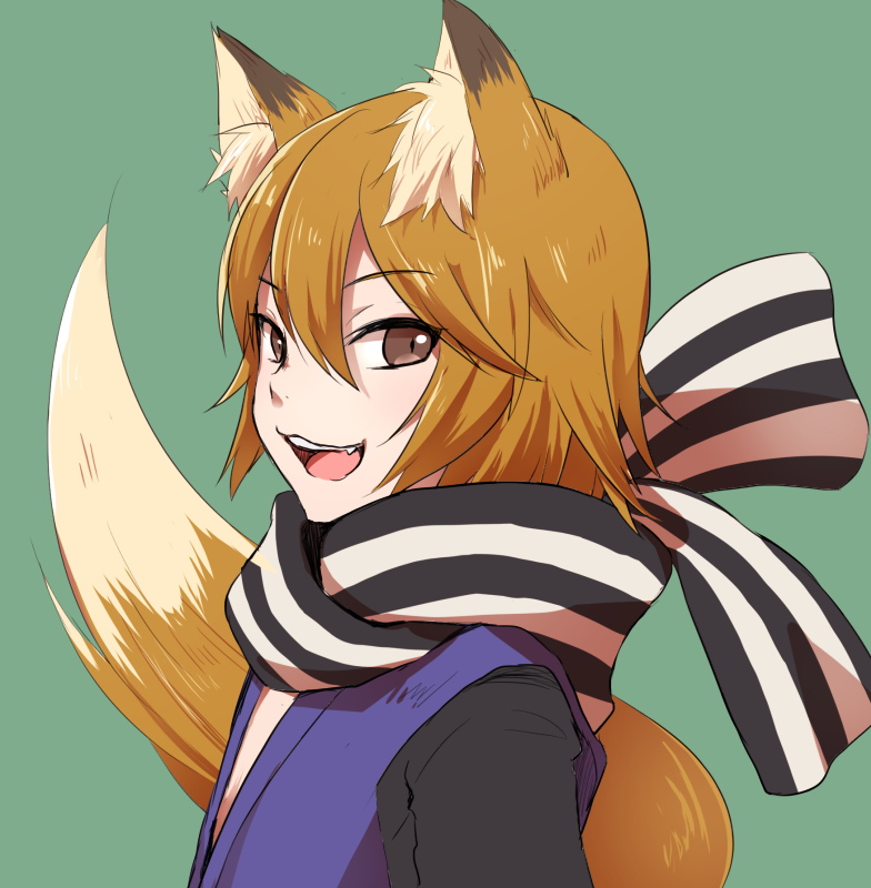 animal_ears, brown_eyes, fire_emblem, fire_emblem_if, fox_ears, fox_tail, green_background, nishiki_(fire_emblem_if)