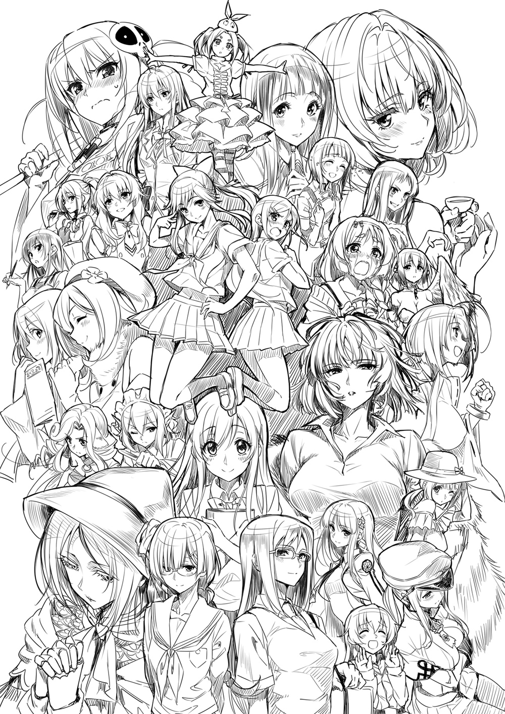 6+girls, :d, ^_^, ahoge, aila_jyrkiainen, akagami_no_shirayukihime, android, angel_wings