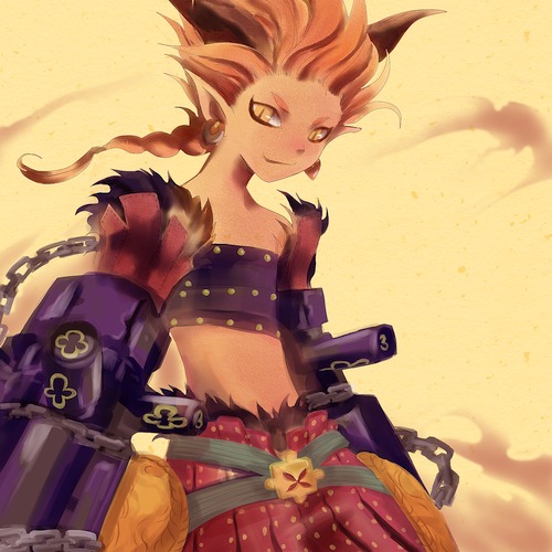 avalon_code, braid, cat_eyes, demon, elf, elf_ears, horns, male, redhead, rempo, spirit, yellow_eyes