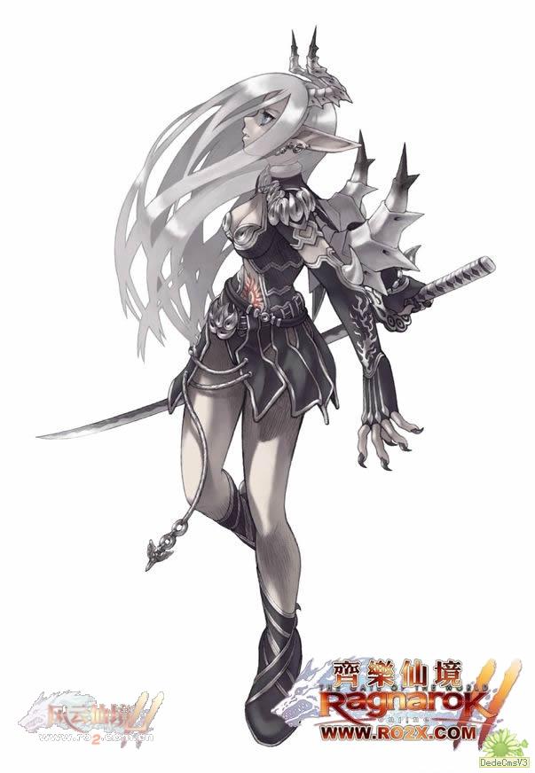 demon_girl, dimago, horns, official_art, ragnarok_online_2, ragnarok_online_2:_gate_of_the_world, sword, weapon