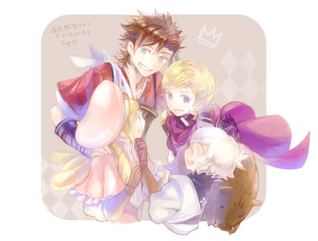 4boys, blonde_hair, brown_hair, cape, closed_eyes, cousins, curly_hair, fire_emblem