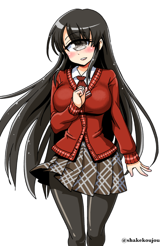 1girl, ai_(monster_musume), black_hair, breasts, cyclops, grey_eyes, long_hair, monster_musume_no_iru_nichijou