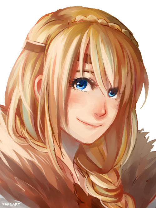 1girl, astrid_hofferson, blonde_hair, blue_eyes, blush, braid, circlet, face