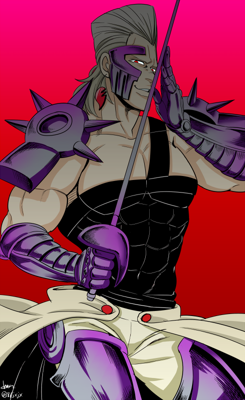 1boy, abs, armor, cowboy_shot, earrings, gauntlets, grey_hair, haru_56