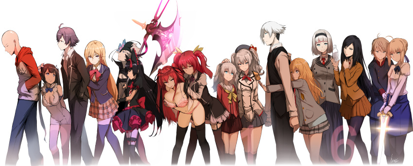 6+boys, 6+girls, absurdres, ahoge, aldnoah.zero, anchor_symbol, anna_nishikinomiya, antenna_hair