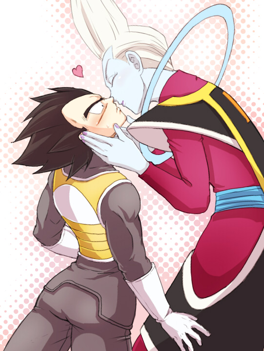 2boys, armor, black_hair, blue_skin, blush, closed_eyes, dragon_ball, dragon_ball_super