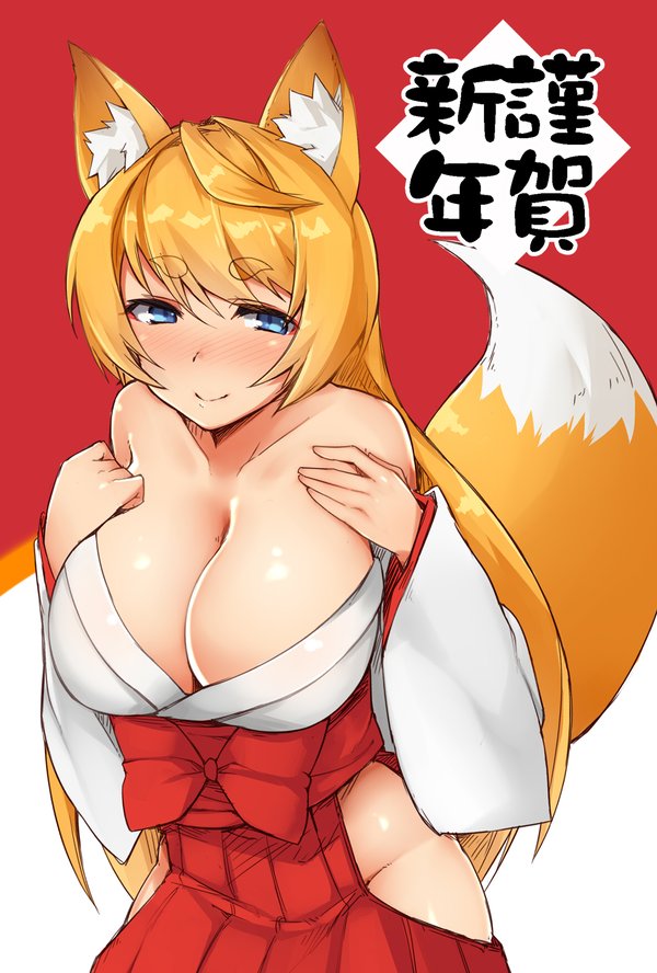 1girl, animal_ears, bare_shoulders, blonde_hair, blue_eyes, blush, breasts, brll
