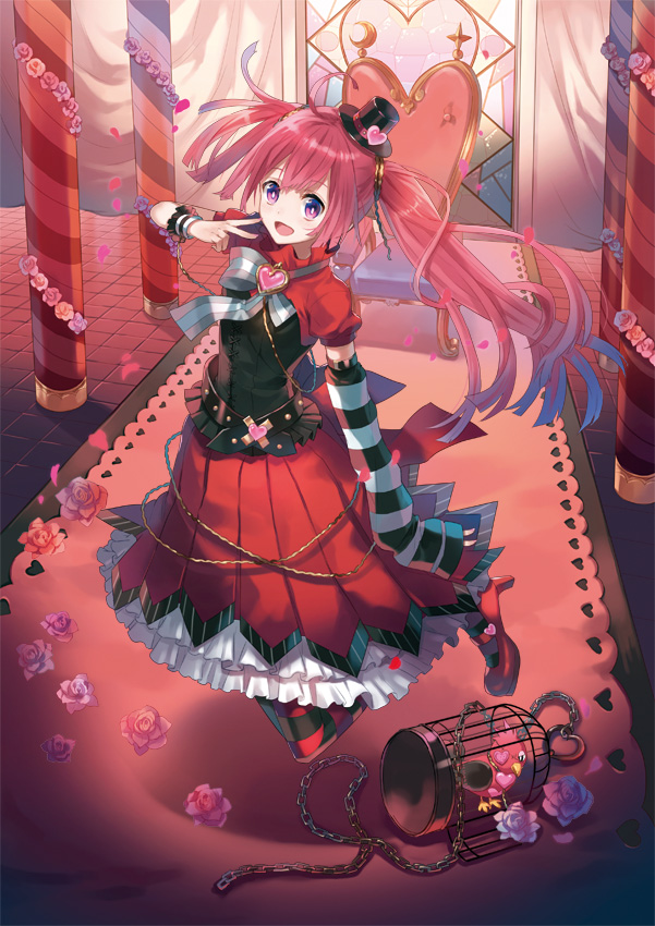 birdcage, bokura_wa_mahou_shoujo_no_naka, cage, chain, detached_sleeves, eihi, flower, gothic_lolita